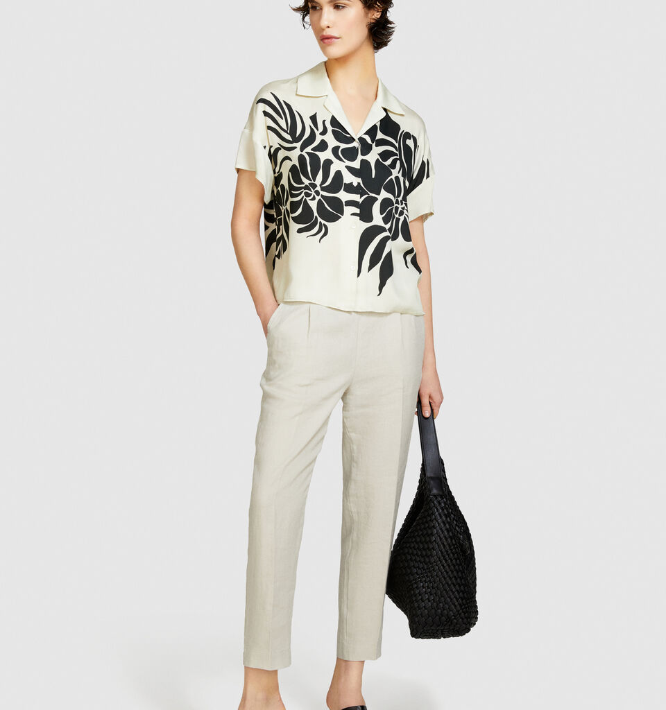 100% linen joggers - women's joggers - Creamy White | Sisley image number 1